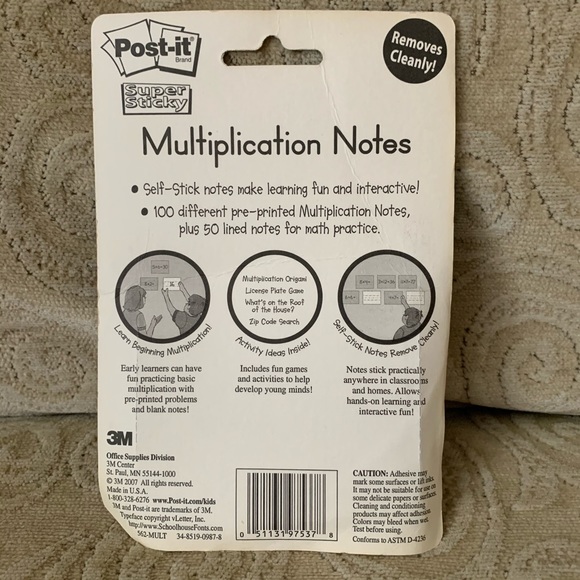 Post-it Multiplication Notes Level 1 - Picture 2 of 2
